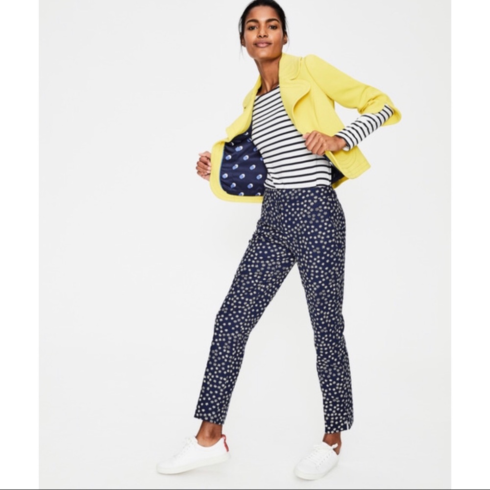 Boden Richmond Pants Navy Mimosa Daisy 16 LONG